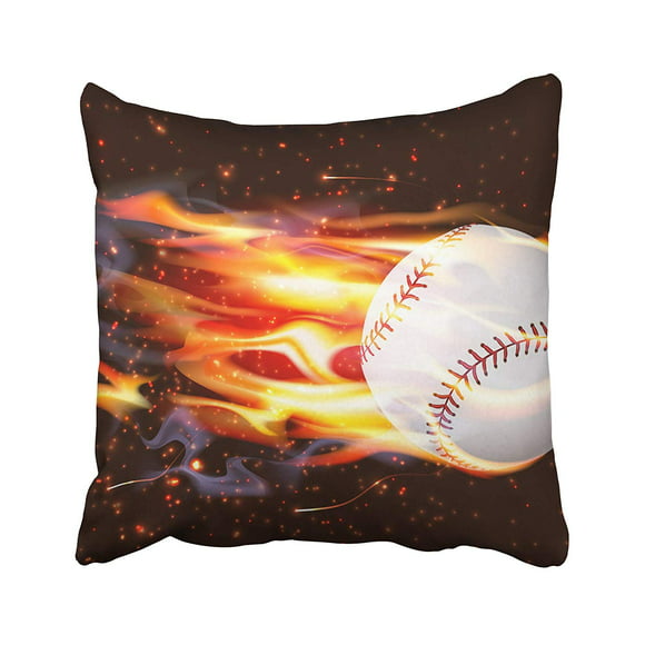 Gifts for baseball champions Burning Baseball Fan Throw Pillow 16x16 Multicolor 